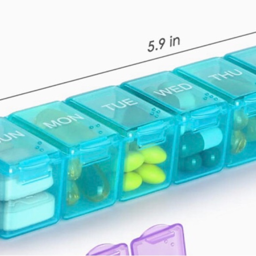 Handmade | Small Cyan Mermaids & Rhinestones Weekly Pill Container/Case - Picture 8 of 9